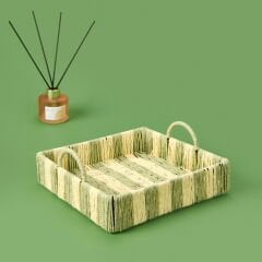 Deco Acerra Dekoratif Tepsi - Yeşil / Krem - 22x22x5 cm