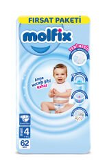 Molfix Bebek Bezi Fırsat Paketi (4) Maxi 7-18 kg 62'li