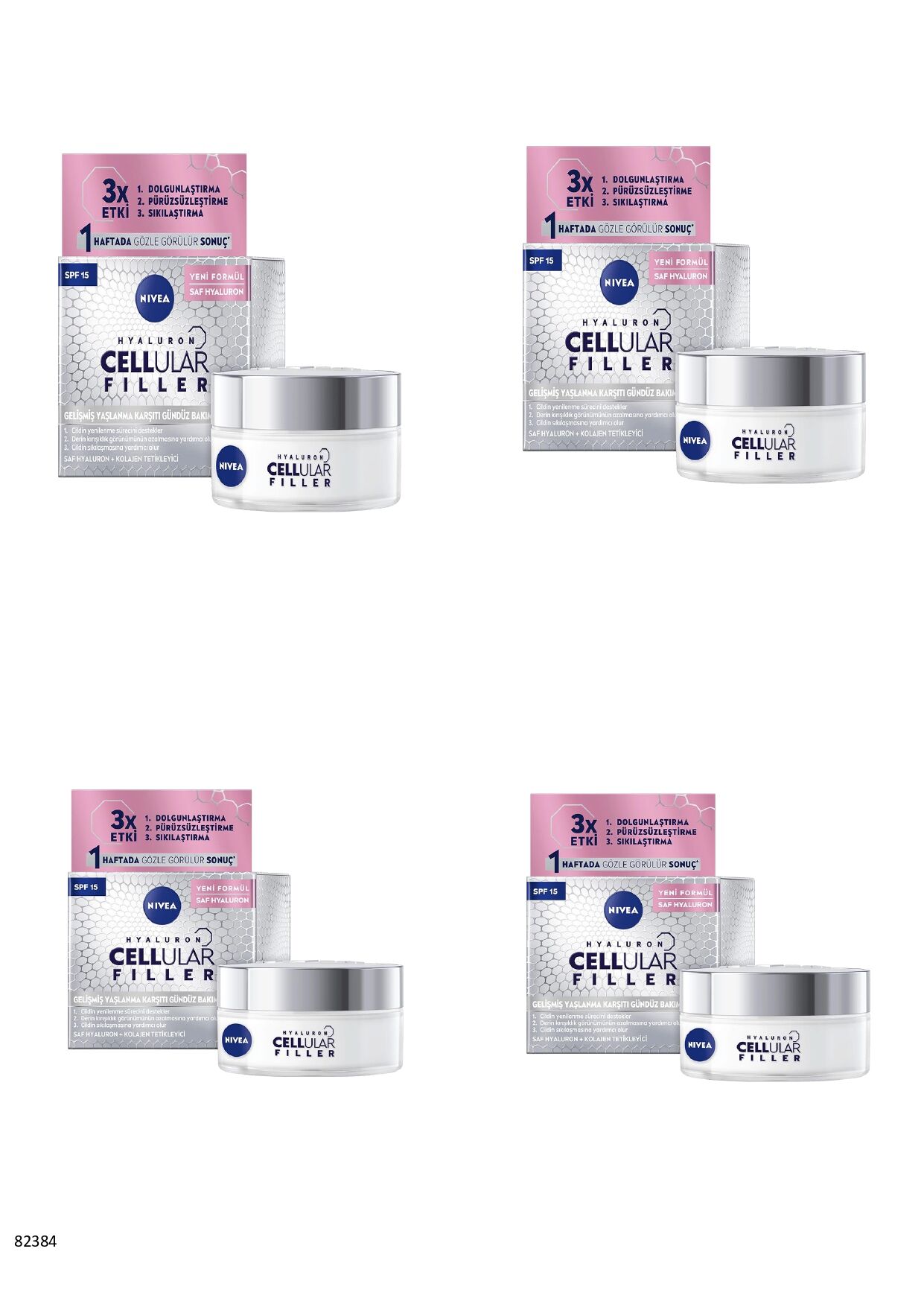 82384 NIVEA CELLULAR FILLER SIKILAŞTIRICI GÜNDÜZ KREMİ SPF15  4 ADET