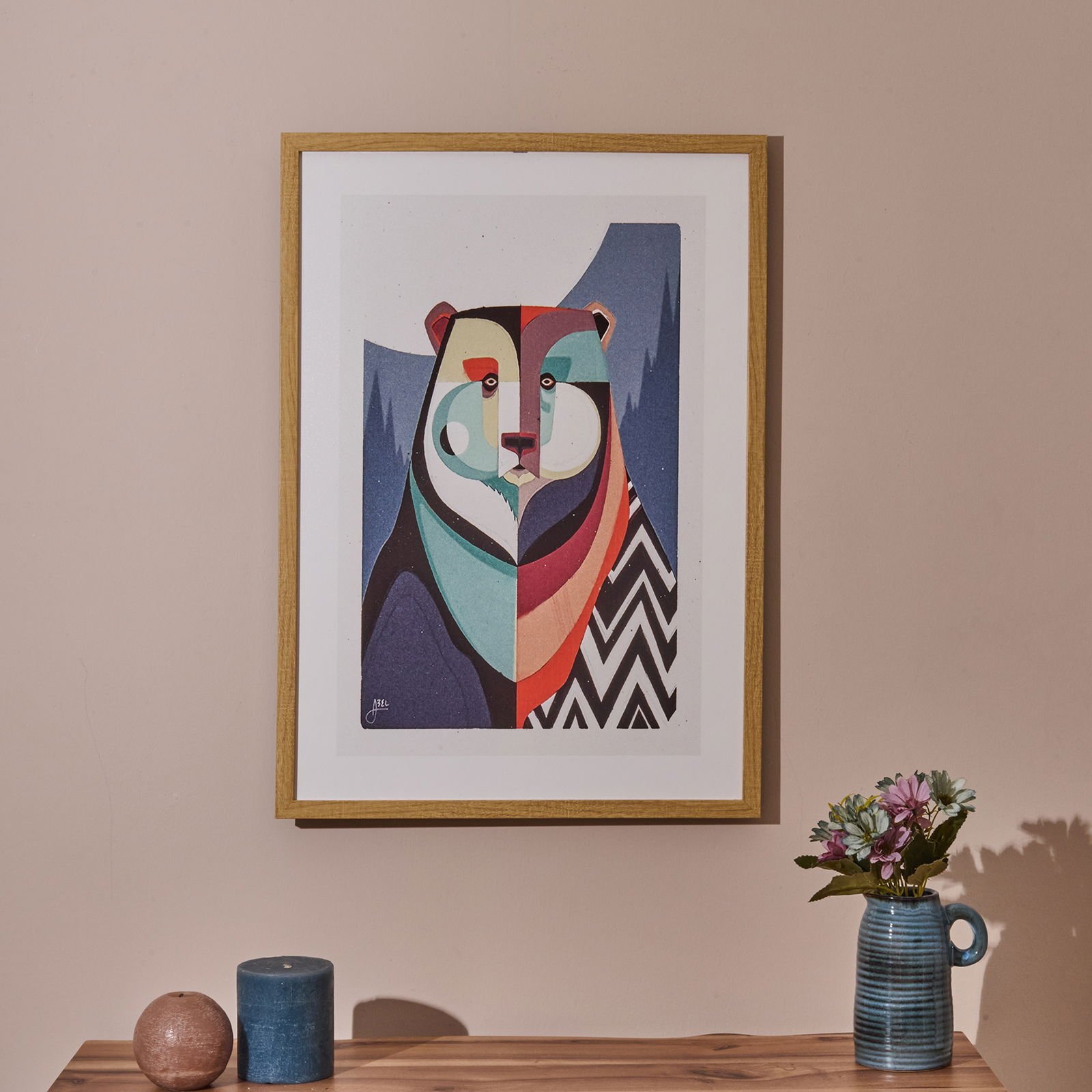 Deco Bear Tablo - Renkli - 50x70 cm