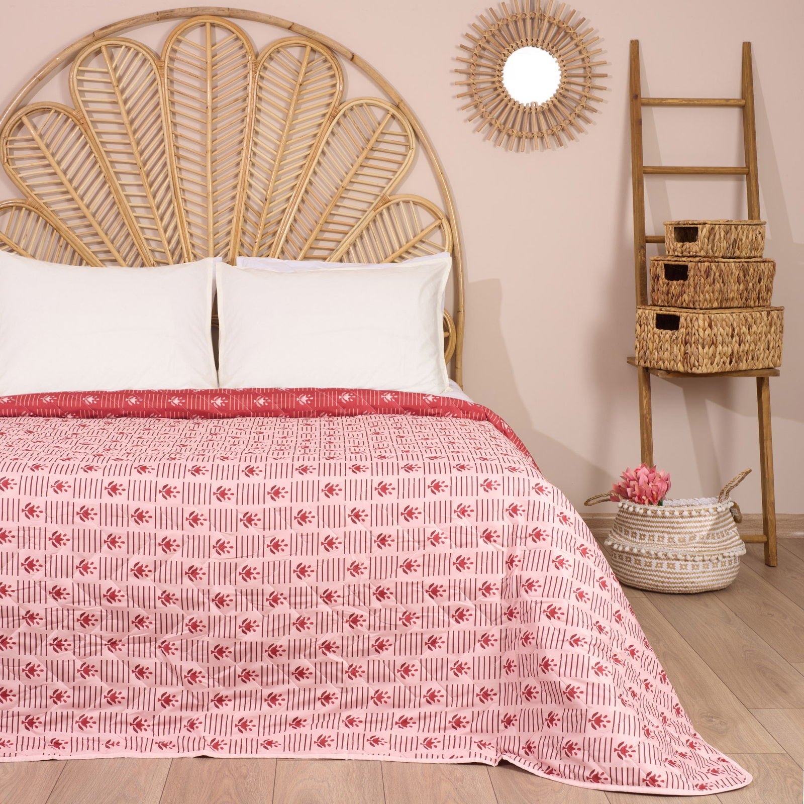 Soft Etnik Çift Kişilik Yatak Örtüsü - Renkli - 220x220 cm
