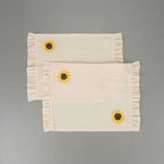 Soft Nakışlı Fırfırlı 2'li Amerikan Servis - Ekru - 35x50 cm