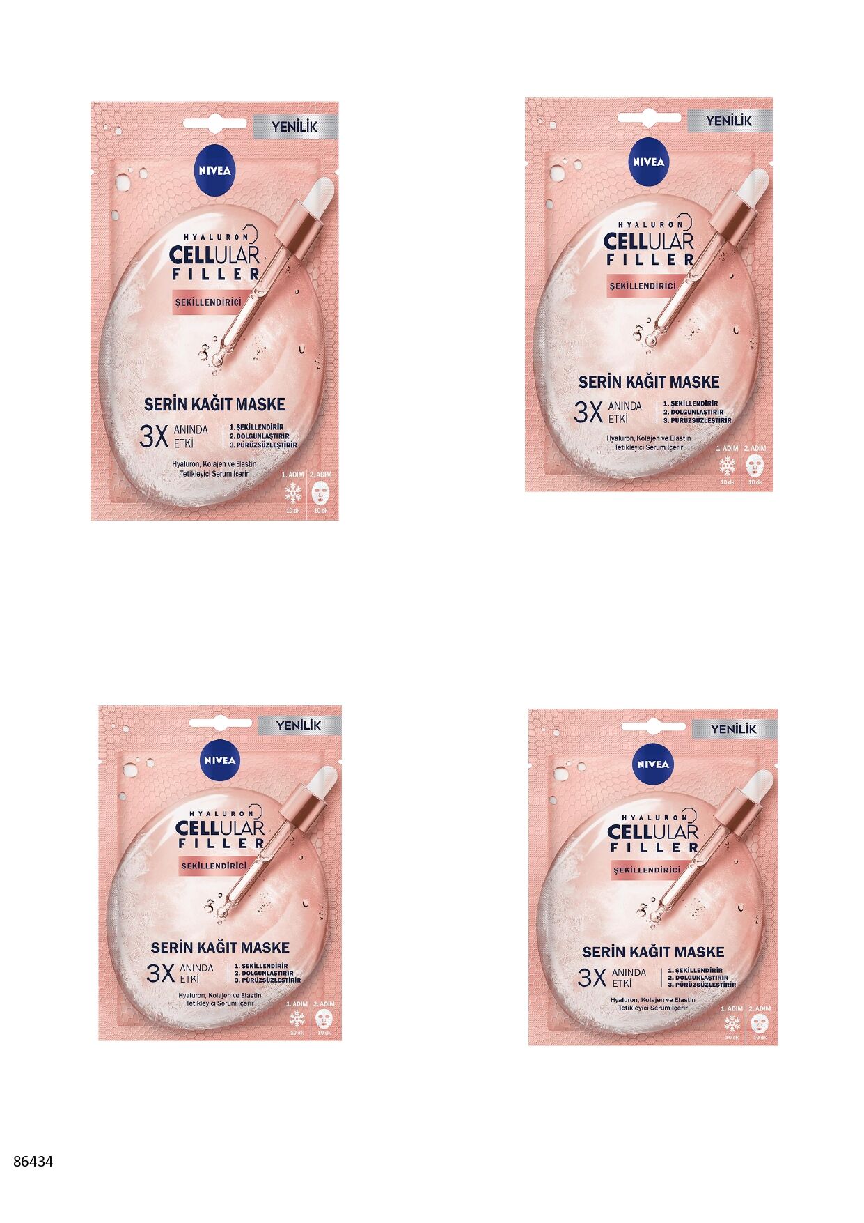 86434 NIVEA Cellular Filler Şekillendirici Serin Kağıt Maske  4 ADET