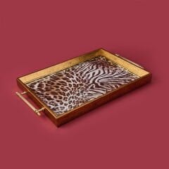 Kitchen Leopar Desenli Akrilik Tepsi - Renkli - 49 cm