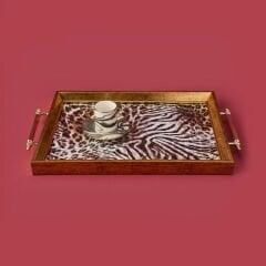 Kitchen Leopar Desenli Akrilik Tepsi - Renkli - 49 cm