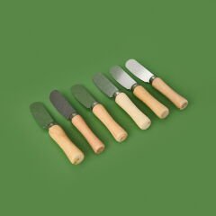 Star 6'lı Tereyağı Bıçağı - Gri / Açık Kahverengi - 11 cm