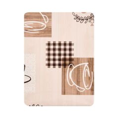 Time Fincan Desenli Pvc Masa Örtüsü - Renkli - 140x140 cm