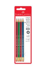 Faber Castell Silgili 4'lü Kurşun Kalem