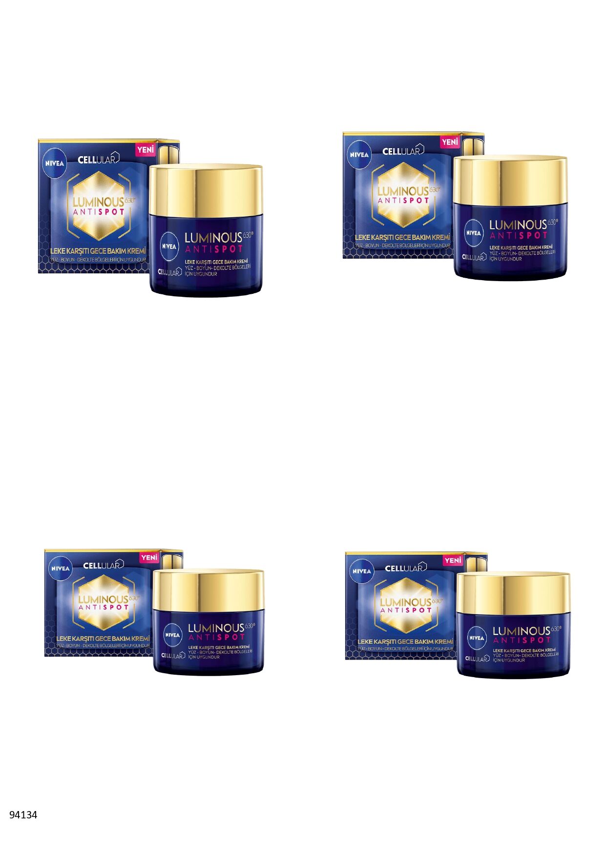 94134 NIVEA LUMINOUS630® LEKE KARŞITI GECE BAKIM KREMİ  4 ADET