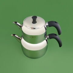 Lina Çaydanlık - Gri / Siyah - 2,25 lt + 1,2 lt