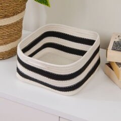Living Elegant Curves Dekoratif Sepet - Siyah / Beyaz - 20x20x10 cm