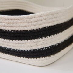 Living Elegant Curves Dekoratif Sepet - Siyah / Beyaz - 20x20x10 cm