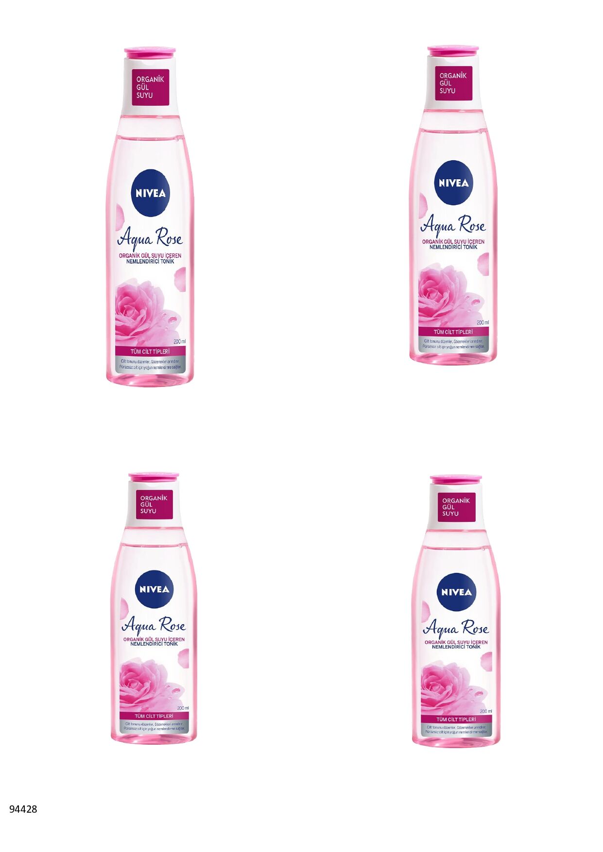 94428 NIVEA AQUA ROSE ORGANİK GÜL SUYU İÇEREN NEMLENDİRİCİ TONİK  4 ADET