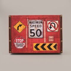 Stop Ahşap Kutu - Renkli - 35x25x16 cm