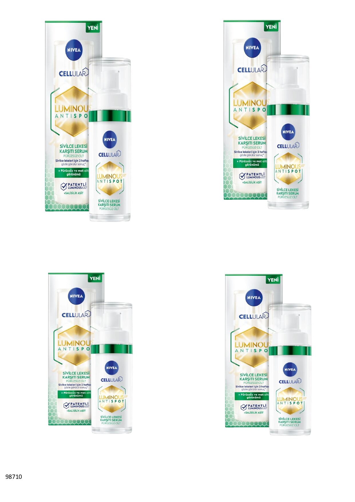 98710 NIVEA LUMINOUS630 SİVİLCE LEKESİ KARŞITI SERUM  4 ADET