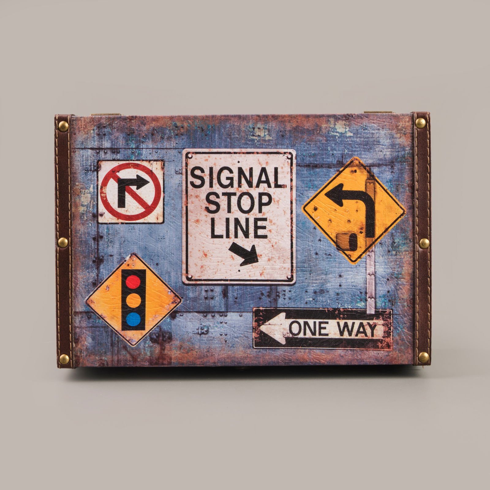 Stop Ahşap Kutu - Renkli - 30x20x14 cm