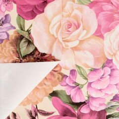 Time Çiçek Desenli Pvc Masa Örtüsü - Renkli - 140x140 cm