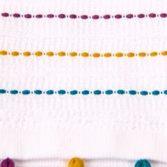 Soft Püsküllü Yüz Havlusu - Beyaz / Renkli - 50x90 cm