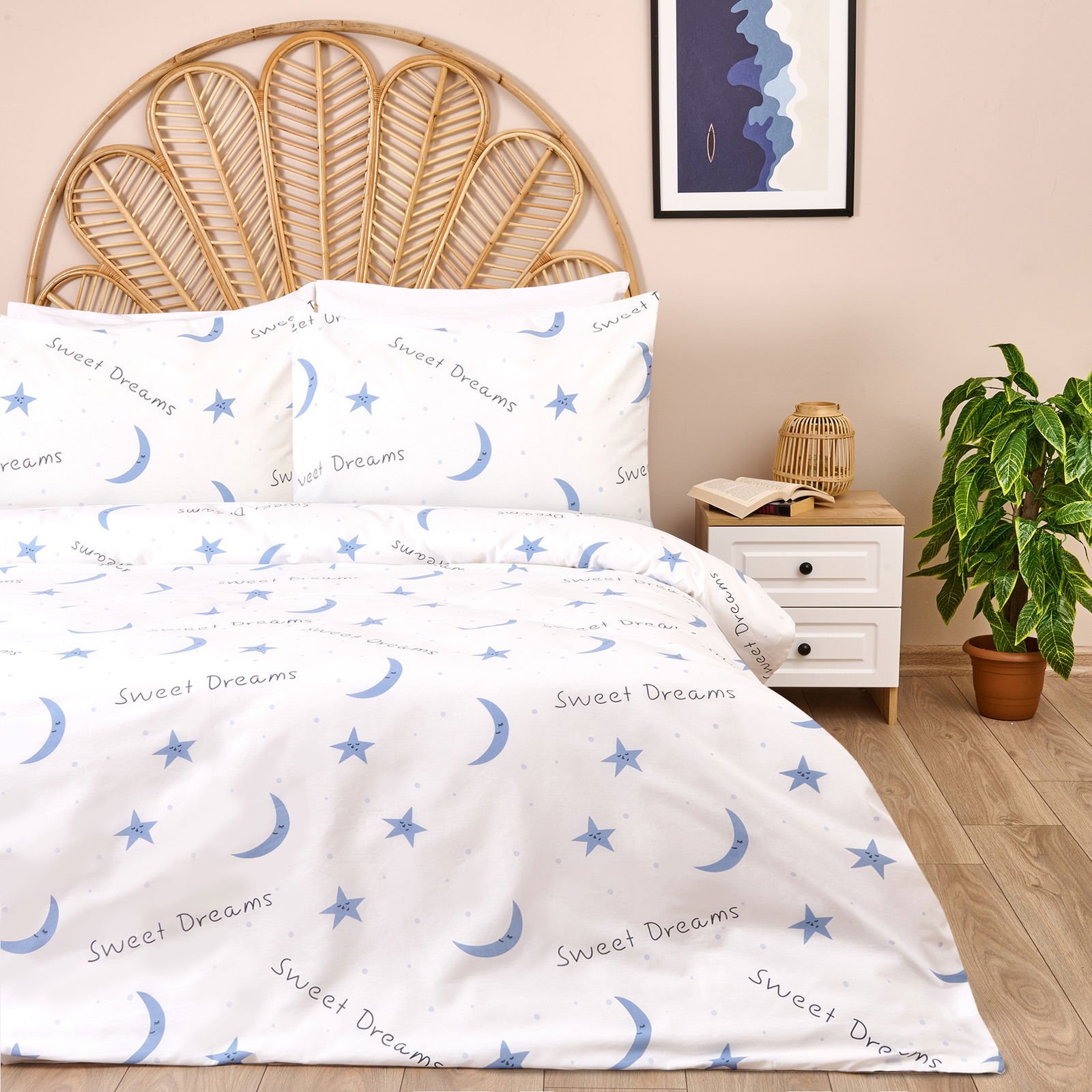 Soft Tanca Çift Kişilik Nevresim Takımı - Beyaz / Mavi