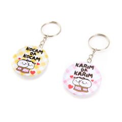 Tasarım Karım da Kocam 2'li Metal Anahtarlık Seti - Renkli - 10 cm