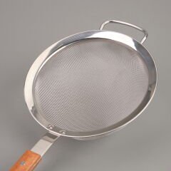 Ahşap Saplı Süzgeç - Gri / Kahverengi - 19 cm