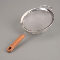 Ahşap Saplı Süzgeç - Gri / Kahverengi - 19 cm