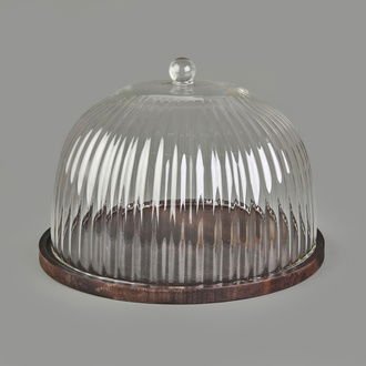 Akasya Tabanlı Cam Fanus - Şeffaf - 29 cm