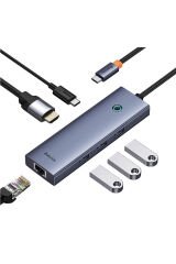 Baseus Ultra Joy 6 in 1 Multifonksiyonal Type-C Hub Dock Station - Uzay Gri