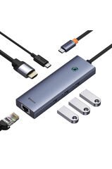 Baseus Ultra Joy 6 in 1 Multifonksiyonal Type-C Hub Dock Station - Uzay Gri