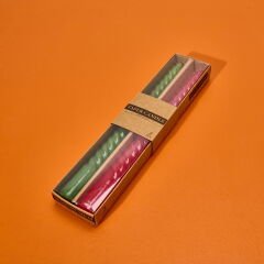 2'li Şamdan Mum - Kırmızı / Yeşil - 25x2 cm