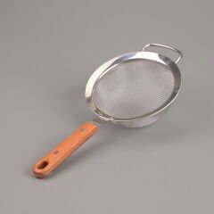 Ahşap Saplı Süzgeç - Gri / Kahverengi - 16 cm