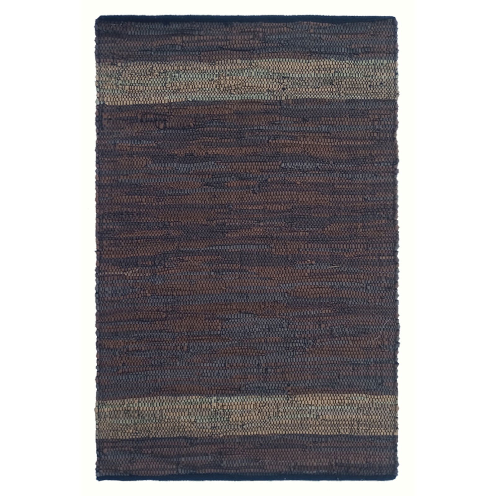 Home 2053D Deri Bordürlü Kilim - Kahverengi - 120x180 cm