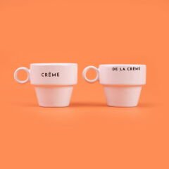 Kitchen Creme De La Creme 2'li Espresso Fincanı - Krem / Siyah - 105 ml
