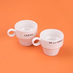 Kitchen Creme De La Creme 2'li Espresso Fincanı - Krem / Siyah - 105 ml