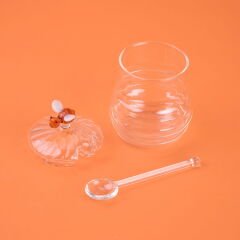 Kitchen Borosilikat Cam Bal Kavanozu ve Kaşık - Şeffaf - 260 ml