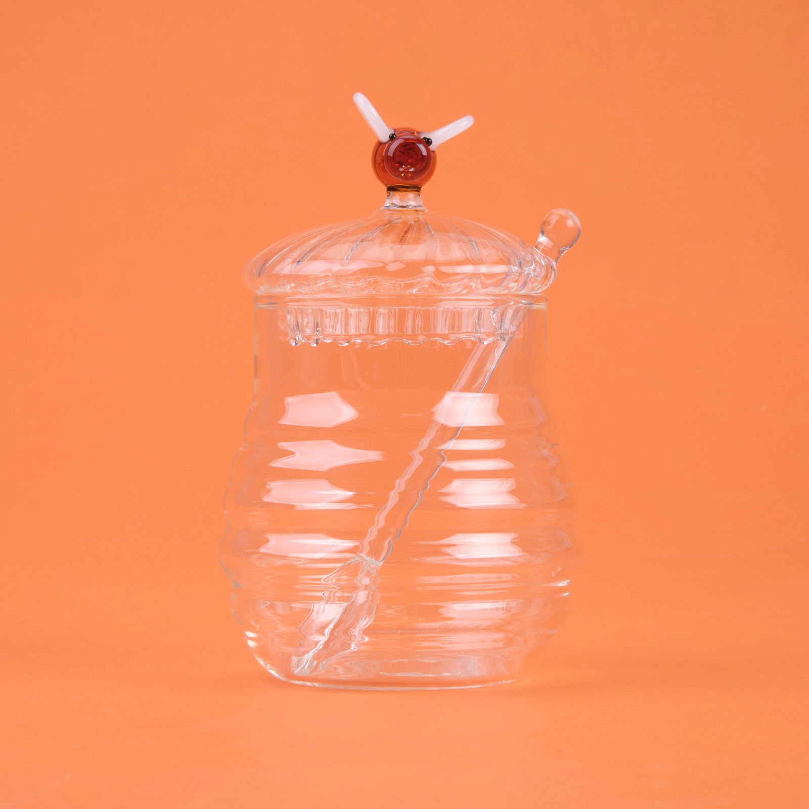Kitchen Borosilikat Cam Bal Kavanozu ve Kaşık - Şeffaf - 260 ml