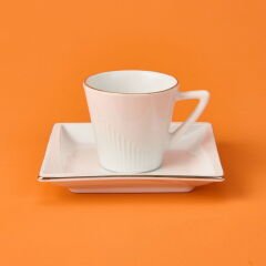 Begonvil 12 Parça Porselen Kahve Fincan Takımı - Beyaz - 80 ml