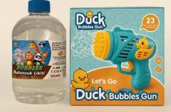 Duck Çok Delikli Pilli Köpük Atan Baloncuk Çıkaran Tabanca 23 Dilekli+ 500 ML Köpük  Likidi