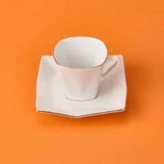 Menekşe 12 Parça Porselen Kahve Fincan Takımı - Beyaz - 80 ml