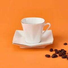 Menekşe 12 Parça Porselen Kahve Fincan Takımı - Beyaz - 80 ml