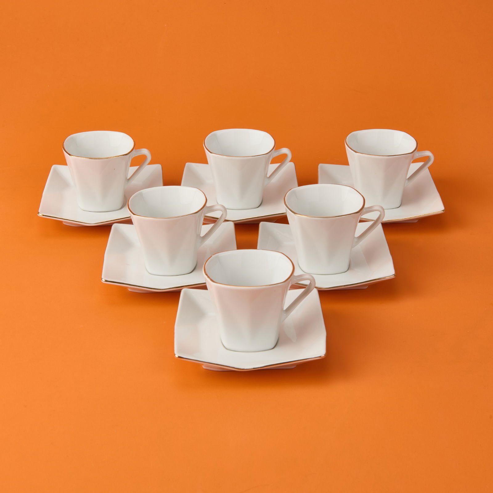 Menekşe 12 Parça Porselen Kahve Fincan Takımı - Beyaz - 80 ml