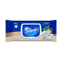 Selpak Organik Bambu Özlü  Pamuk Özlü Islak Mendil 50'li