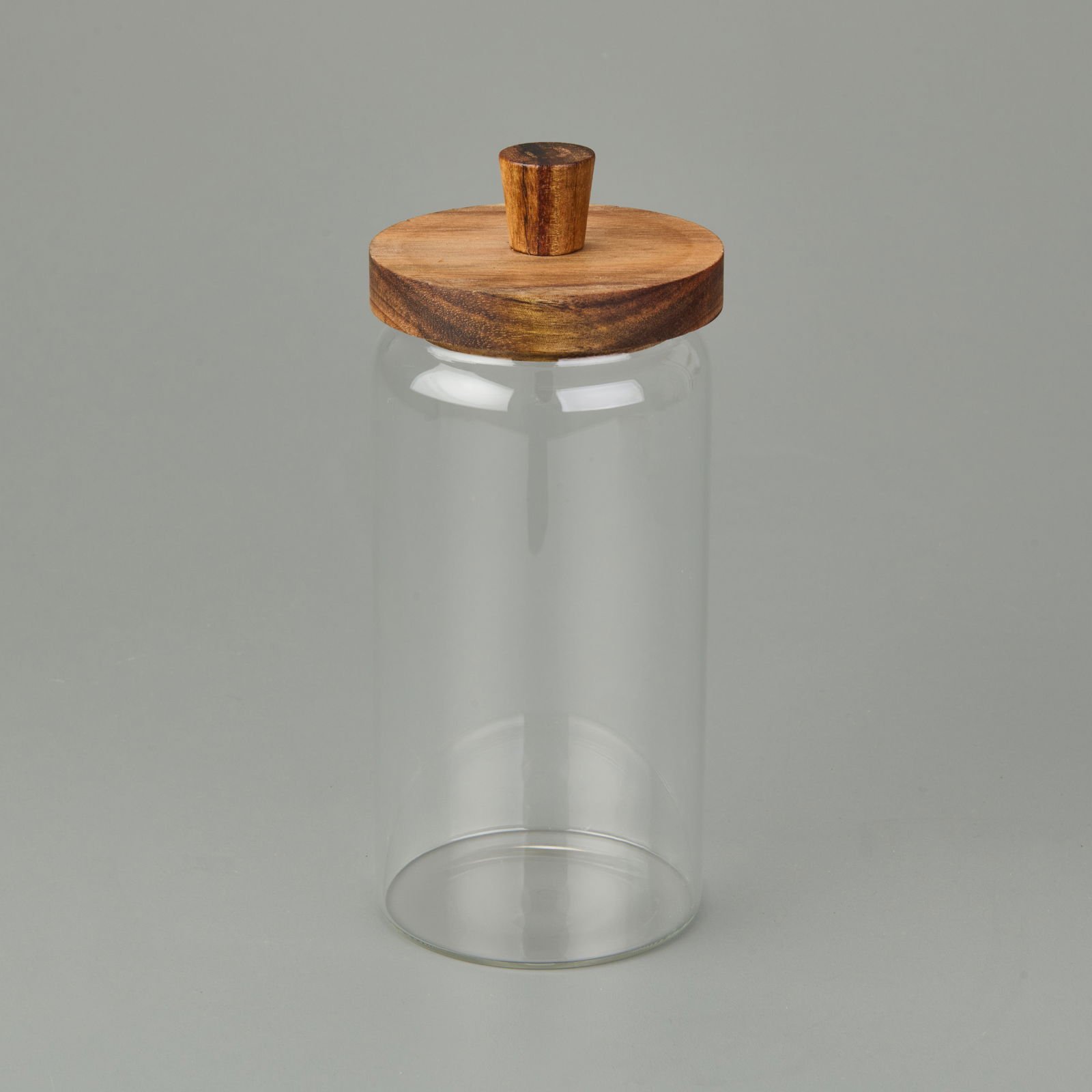 Akasya Kapaklı Kavanoz - Kahverengi / Şeffaf - 950 ml