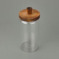 Akasya Kapaklı Kavanoz - Kahverengi / Şeffaf - 950 ml