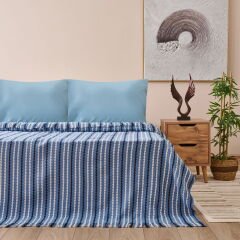 Soft Nautis Çift Kişilik Pike - Mavi - 200x220 cm