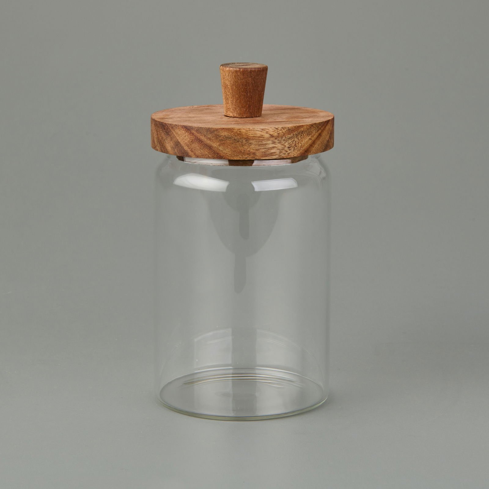 Akasya Kapaklı Cam Kavanoz - Kahverengi / Şeffaf - 700 ml