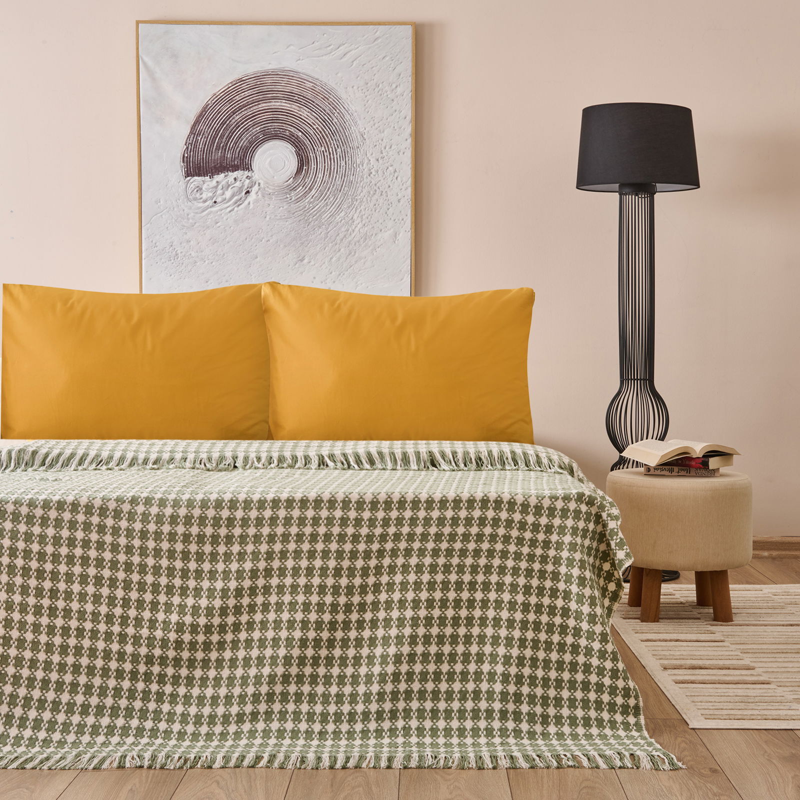 Soft Verda Çift Kişilik Pike - Yeşil - 200x220 cm