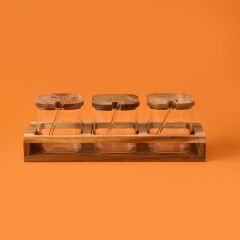 Akasya Cam Baharatlık Seti - Kahverengi / Şeffaf