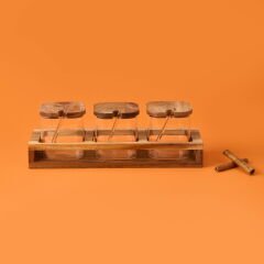 Akasya Cam Baharatlık Seti - Kahverengi / Şeffaf