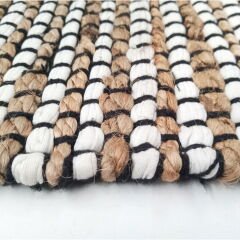 Home ET101 Etna Jüt Örgü Halı - Renkli / Beyaz - 80x140 cm